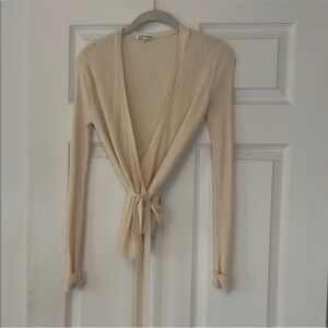 Reformation Wrap Sweater Size XS, Tencel/Linen Lightweight, Cream, EUC